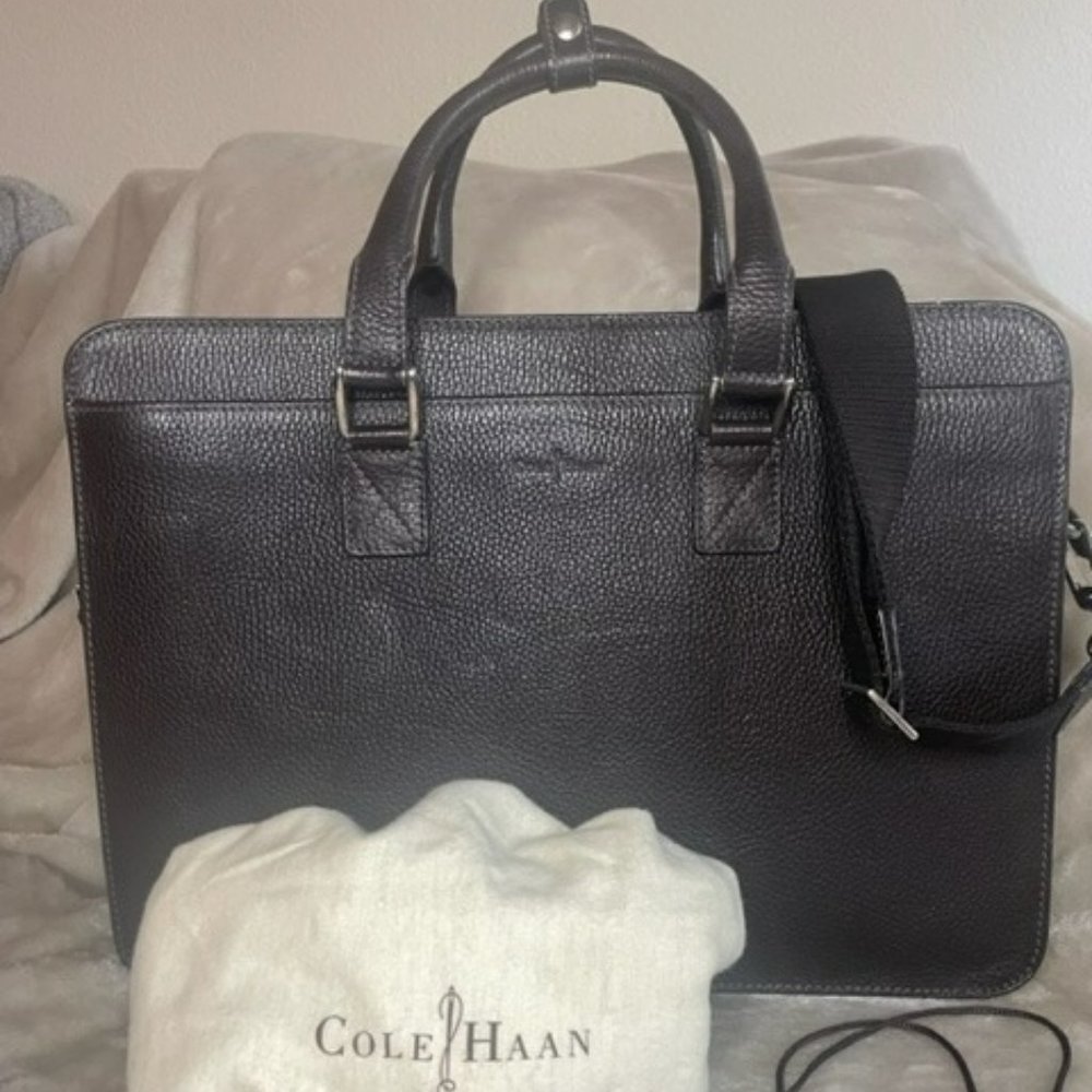 Brown Leather Cole Haan Briefcase / Laptop Bag